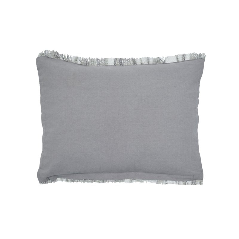 Silver Plaid Cotton-Rich Decorative Pillow 14x20 Set of 2 - Lulu
