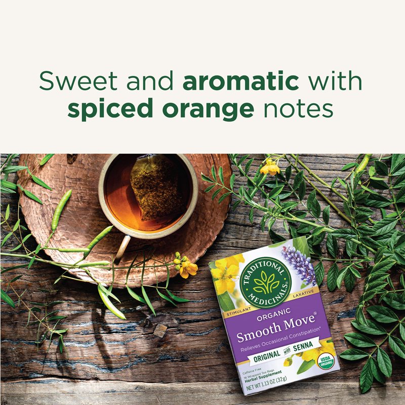 Organic Smooth Move Senna Laxative Herbal Tea Bags - 16 Count