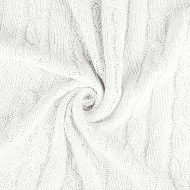 Cotton Cable Knit Throw Blanket - 60x78 White, Soft & Breathable