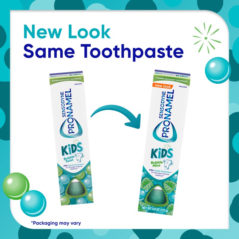 Kids Toothpaste with Cavity & Enamel Protection - Bubble Mint Flavor, 4 Oz