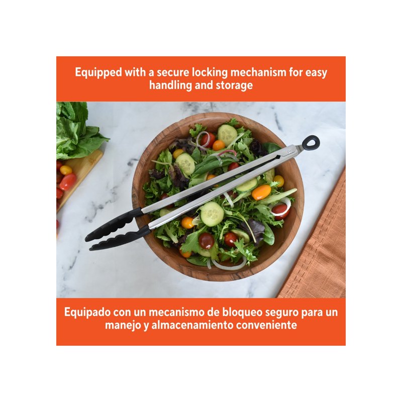 Stainless Steel Food Tongs with Nylon Tips - 9 Inch
