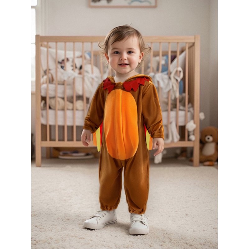 Toddler Baby Girl Boy Thanksgiving Turkey Costume Brown Orange 3-4 Years