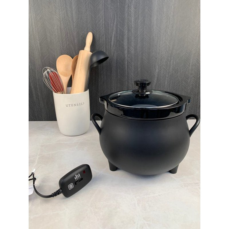 4 Quart Cauldron Slow Cooker with Removable Crock and Glass Lid - Black