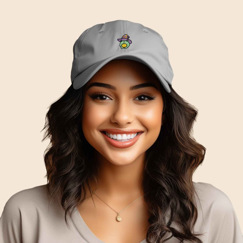 Whimsical Sorcerer Frog Embroidered Cotton Baseball Cap - Unisex Dad Hat