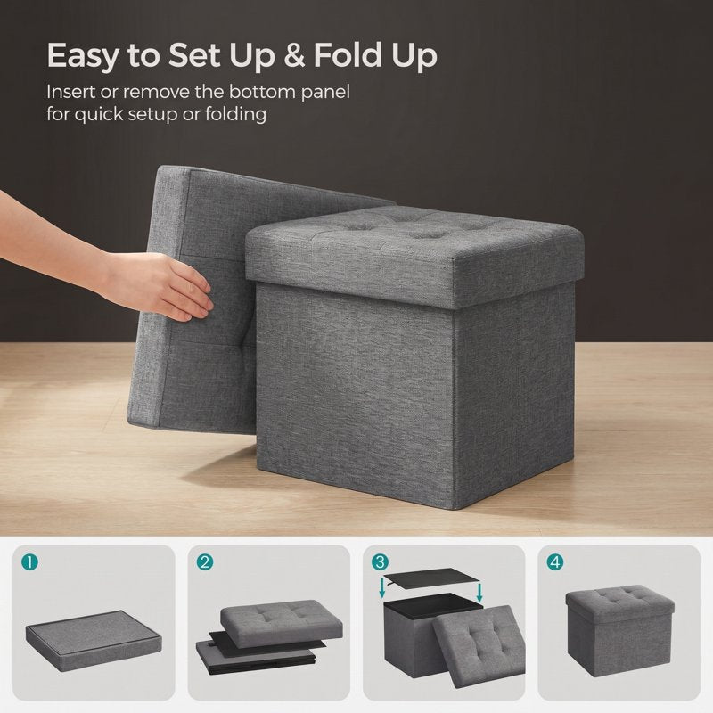Folding Storage Ottoman - Dark Gray, Compact Organizer