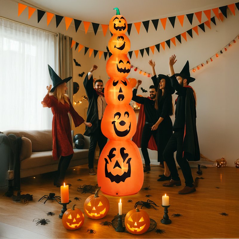 9 FT Inflatable Halloween Pumpkin Decor with LED Lights for Yard Garden Party