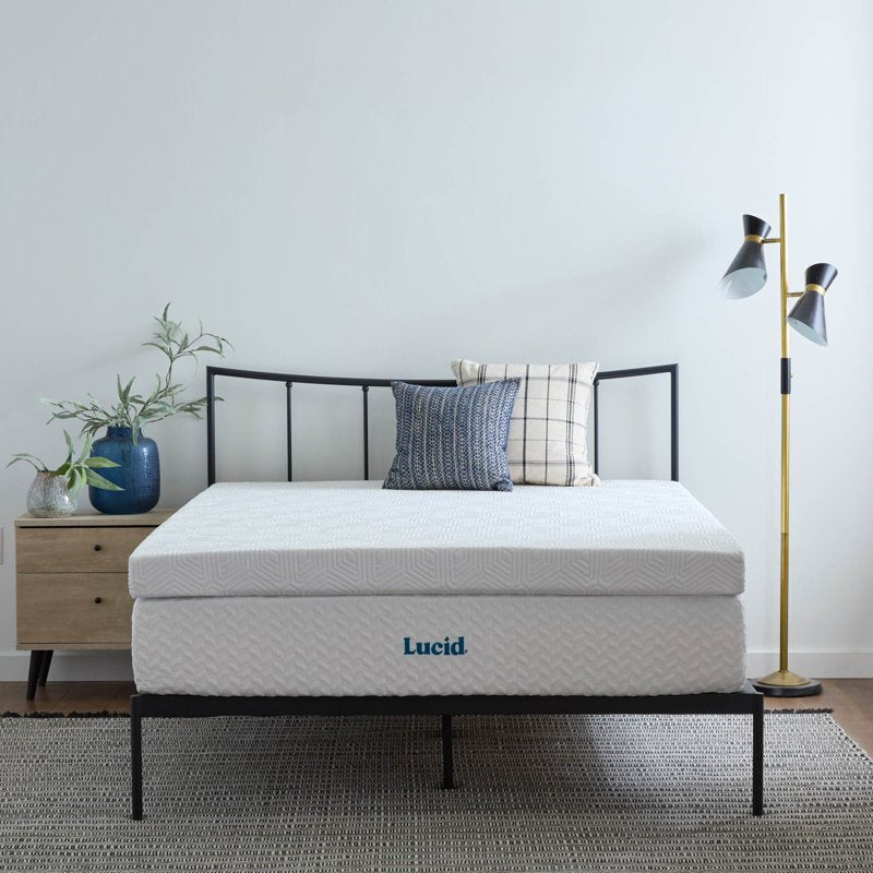 Lucid 4-Inch Lavender Memory Foam Mattress Topper - Queen