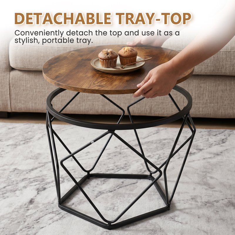 Small Round Nesting Coffee Table Set - Space-Saving Design