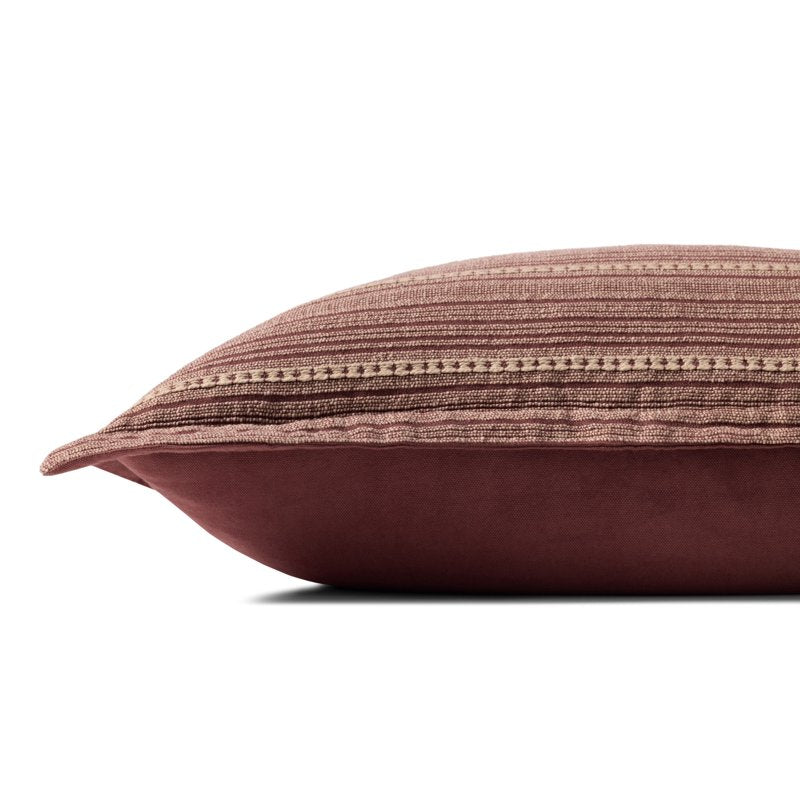 Decorative Throw Pillow - Chris Loves Julia x Loloi Howie Burgundy & Natural Stripe, 13" x 21"