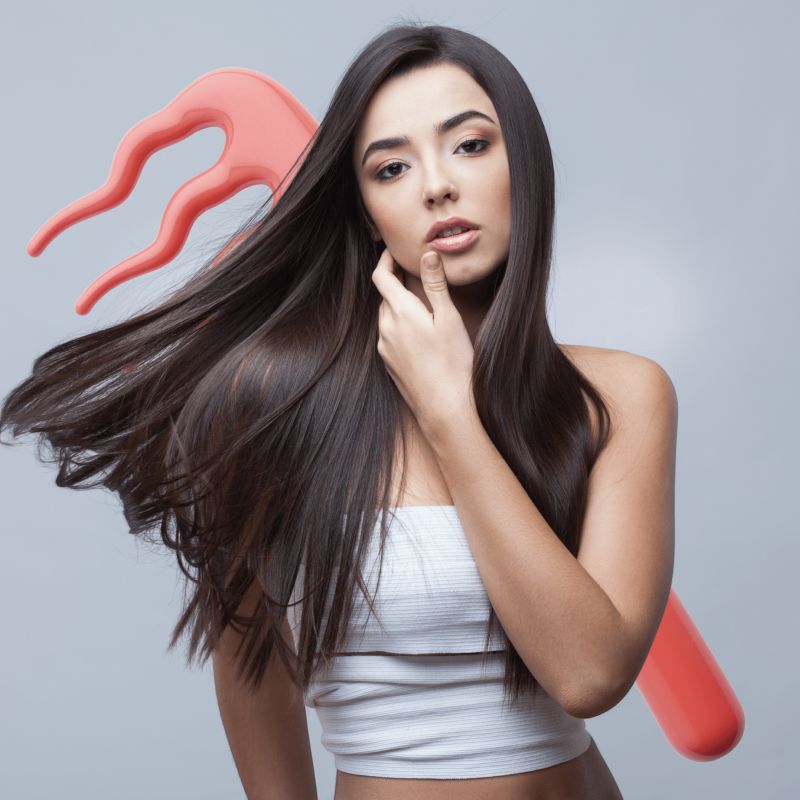 Wavy Teeth Detangler Comb - Durable Plastic, Orange, for Thick Hair