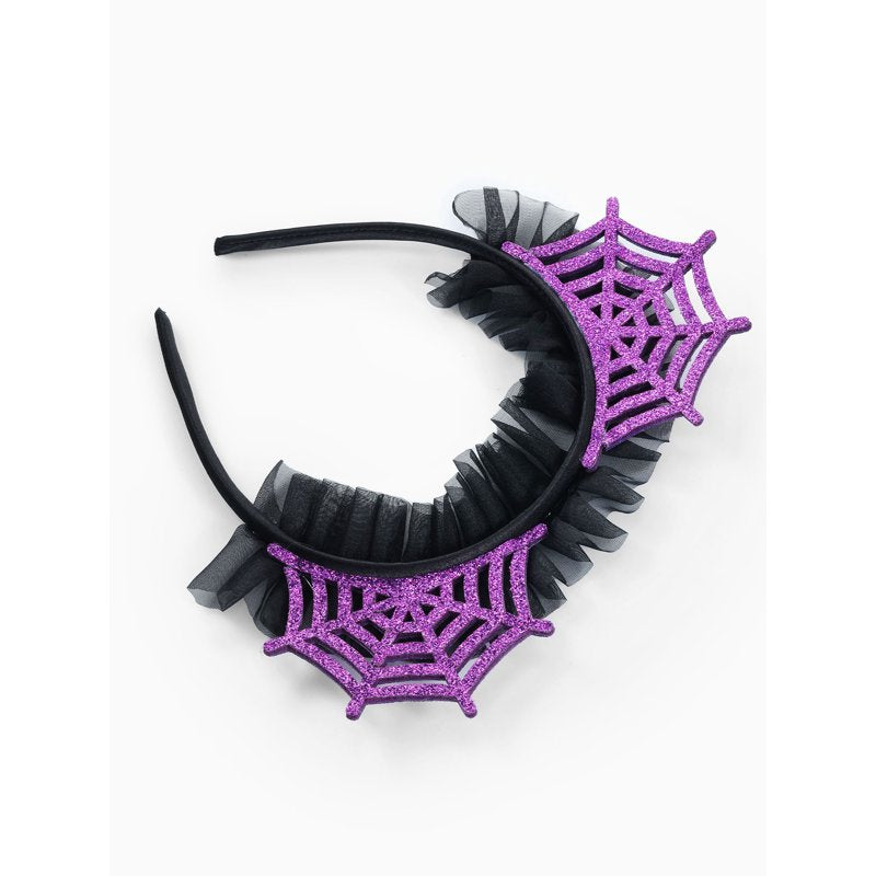 Halloween Purple Spiderweb Tulle Headband - Child Size, Festive Costume Accessory