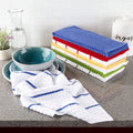 100% Cotton Kitchen Towels Set - 8 Pack Stripes & Solids 16”x28”
