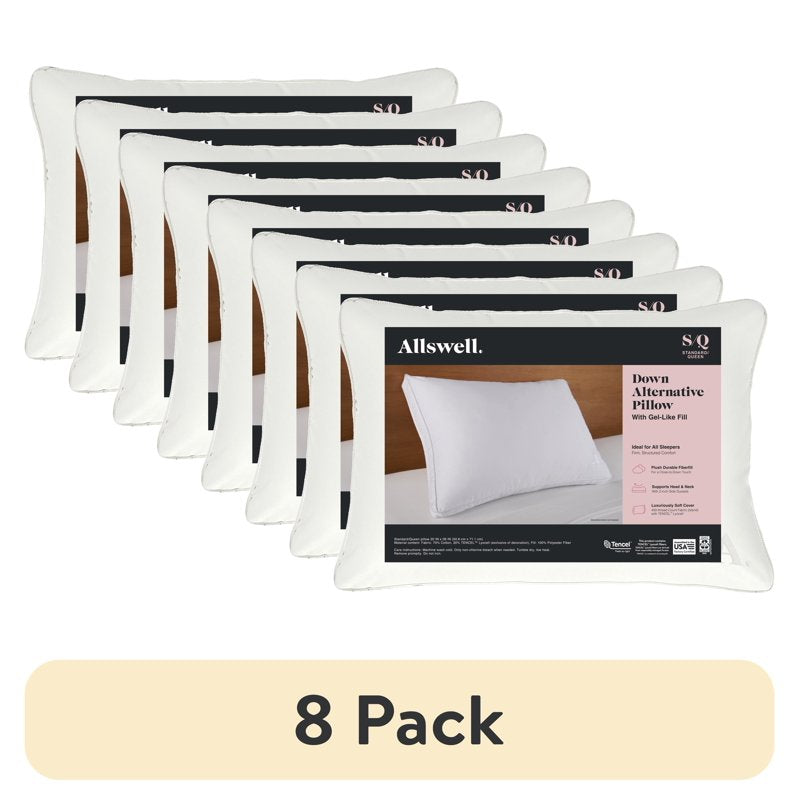 (8 Pack) Allswell Firm Down Alternative Bed Pillows - Standard/Queen, Supportive Support Set