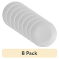 Glazed White Round Stoneware Salad Plates - 8 Pack, 7.5-inch