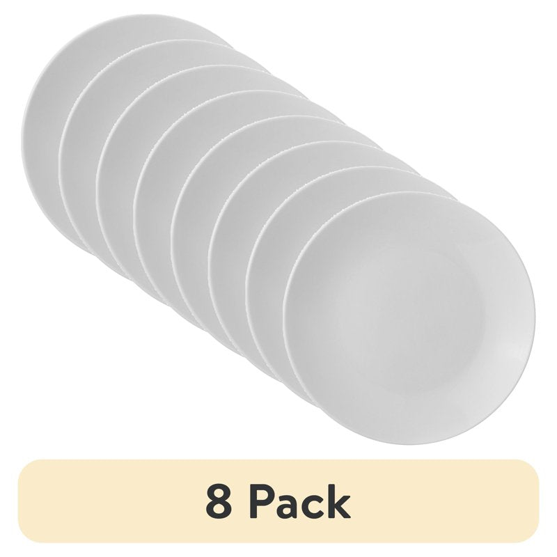 Glazed White Round Stoneware Salad Plates - 8 Pack, 7.5-inch
