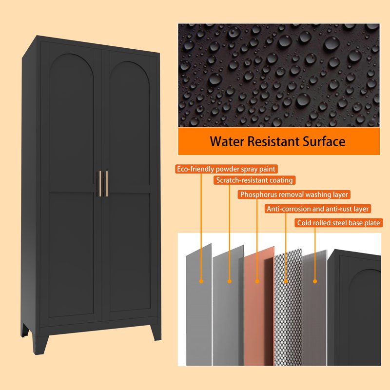 Tall Black Storage Cabinet with Adjustable Shelves - 60.8"