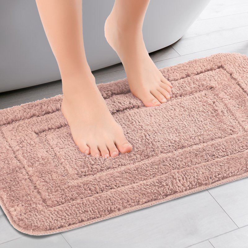 Pink Microfiber Bath Rug 20x32 Inches Non-Slip Absorbent Plush Bathroom Mat - Unique Bargains