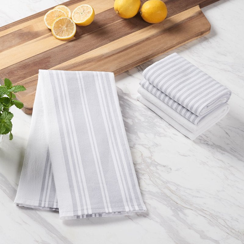 Oversized Cotton Kitchen Towels - Soft Silver 3 Pack