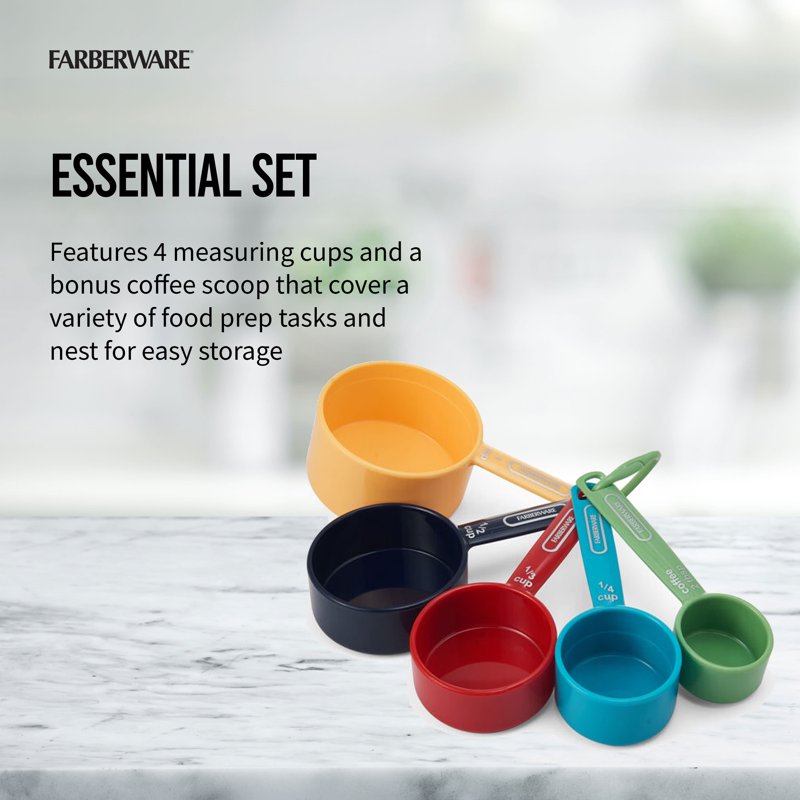 Nesting Measuring Cup Set with Bonus Coffee Scoop - Rainbow
