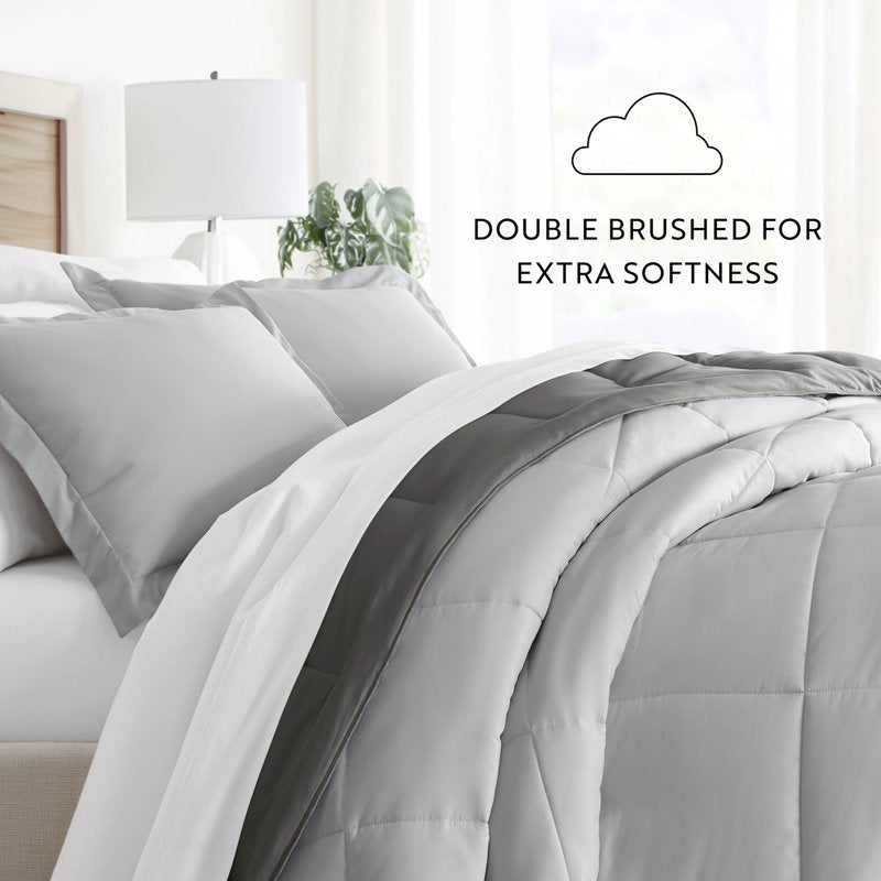 Reversible All-Season Down Alternative Comforter Set Twin/Twin XL - Gray & Silver