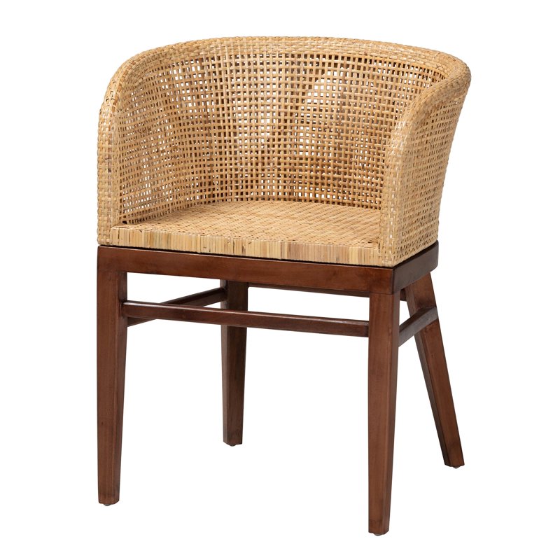 Papua Boho Dining Chair - Natural Rattan & Acacia Wood