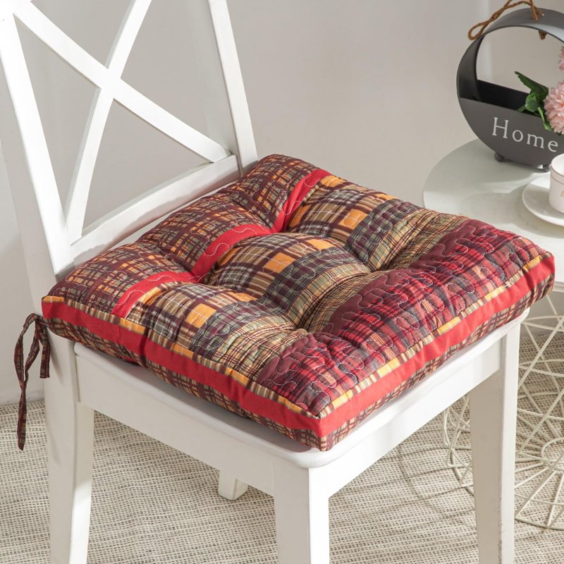 Triple-Layered Chair Pad Cushion Set of 4 - Gold Rush - 18x18 Inches