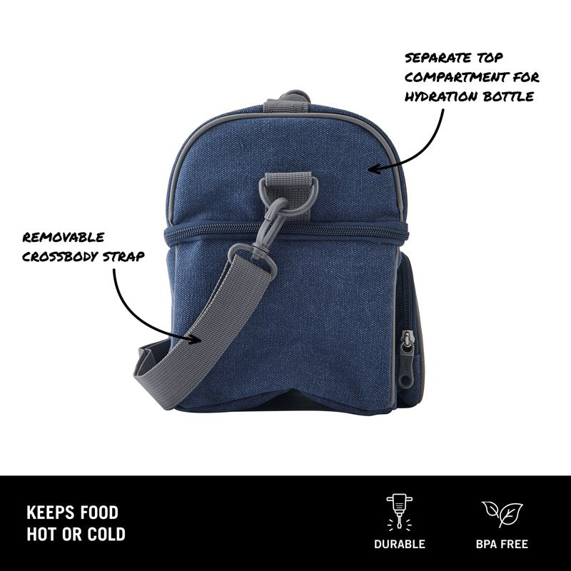 Henry Adult Lunch Bag - Navy with Water Bottle Compartment