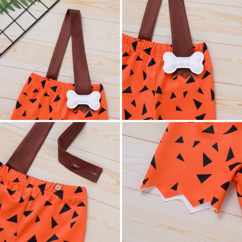 IWEMEK Boy Caveman Costume for Toddler Boys - Orange, Size 5-6Y