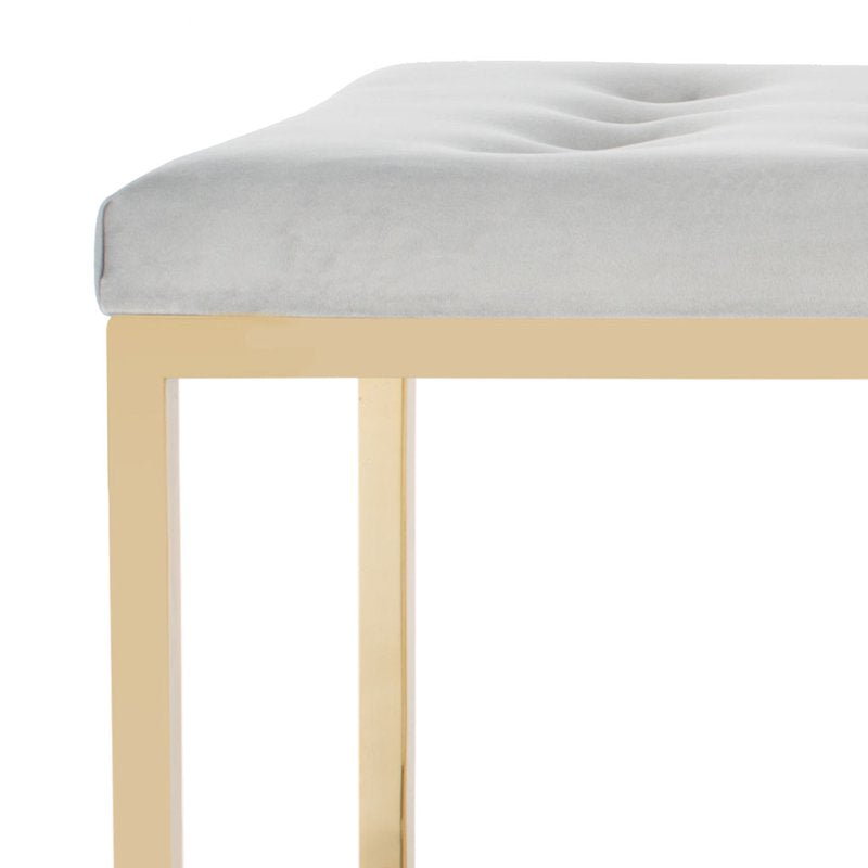 Contemporary Modern Glam Tufted Bench - Grey/Brass