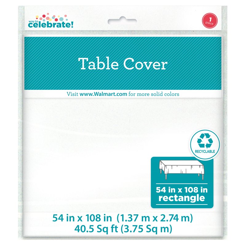 54 x 108 Inch White Rectangular Plastic Table Cover - Single