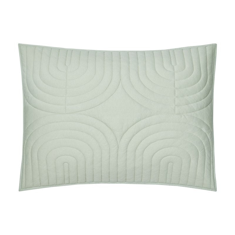 Green Sage Full/Queen Jersey Quilt by Drew Barrymore - Modern Geometric Design