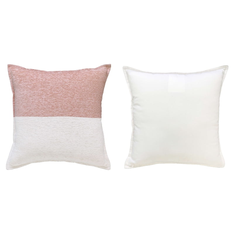 Pink Two-Tone Decorative Throw Pillow 18x18in - Soft Polyester Cotton Cover - Recycled Fill - Zippered & Washable - Pink