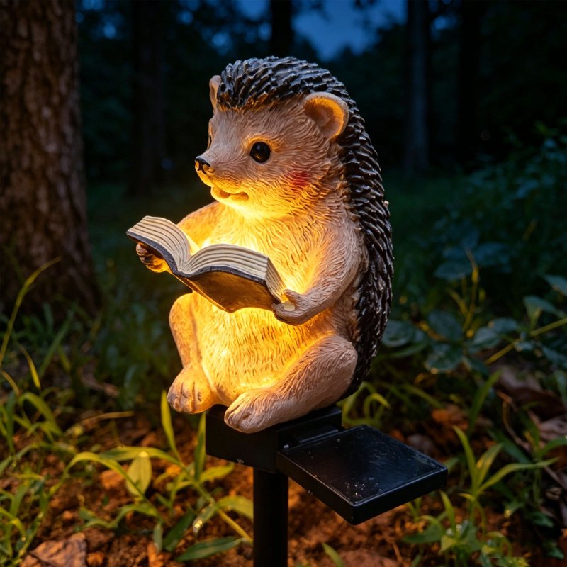 Solar Hedgehog Garden Stake Light - Outdoor Resin Animal Lamp, Waterproof, Ambient Lighting, Variation K