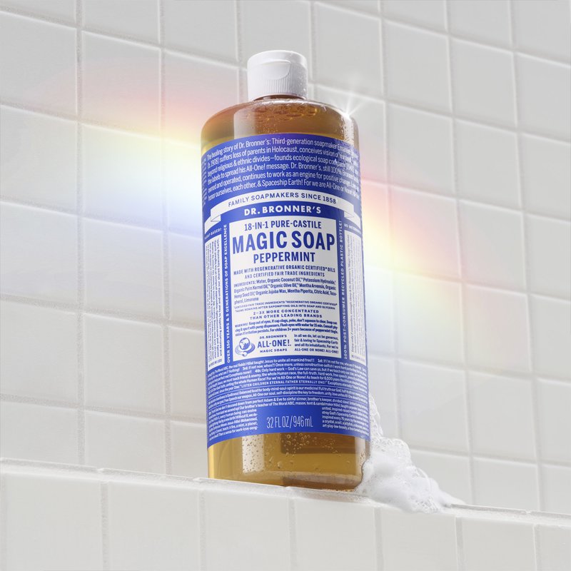 Peppermint Pure-Castile Liquid Soap - Concentrated Organic Body Wash 32 oz