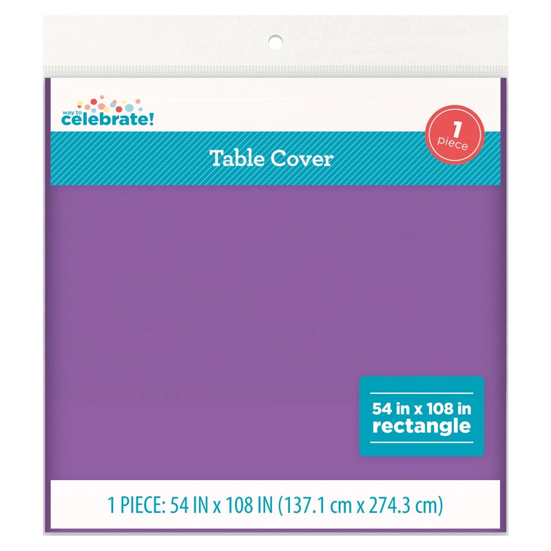 Purple Rectangular Plastic Table Cover 54x108 Inches for Events & Parties