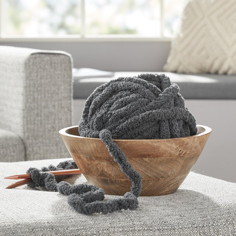 Chunky Chenille Yarn - 31.7 Yards, Charcoal Grey, Super Bulky Polyester