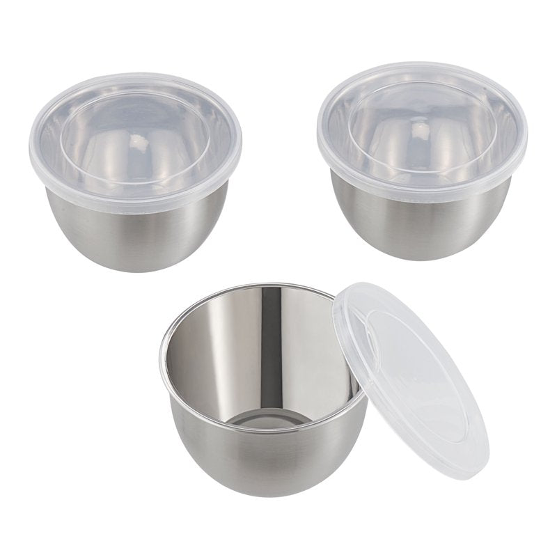 2-Cup Stainless Steel Prep Bowl Set with Lids - 3 Pack