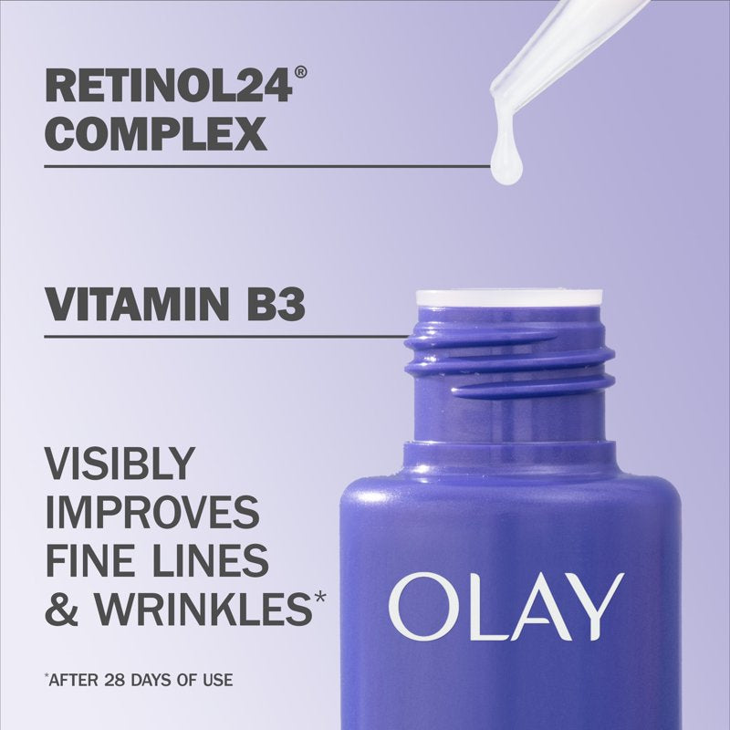 Retinol 24 Night Facial Serum, Anti-Aging Vitamin B3 Hydrating Formula, 1.3 oz