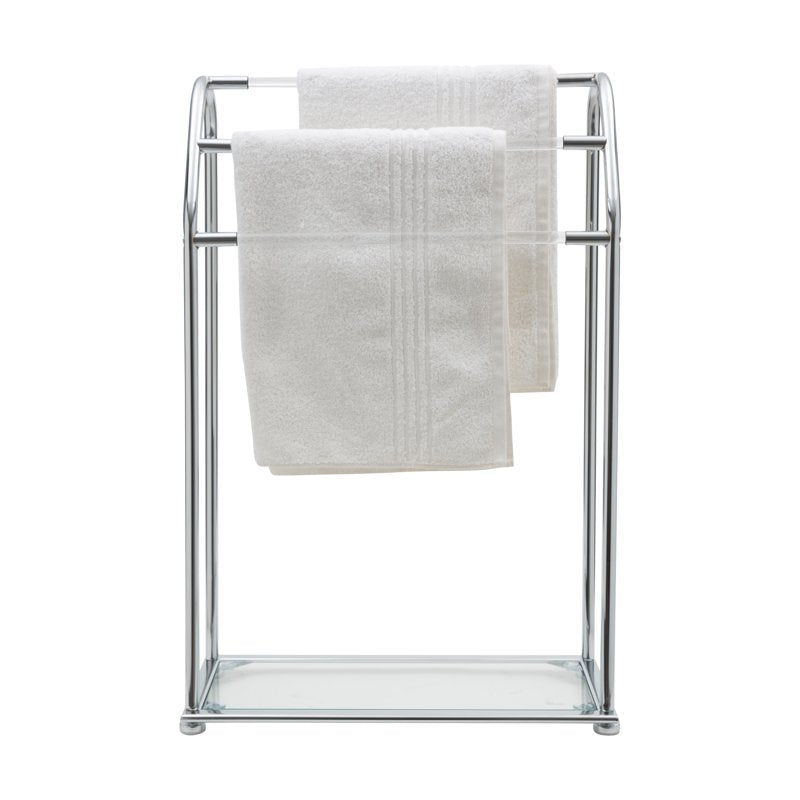 Freestanding Acrylic Towel Rack with 3 Shelves - Over Toilet Bathroom Organizer - Chrome Finish