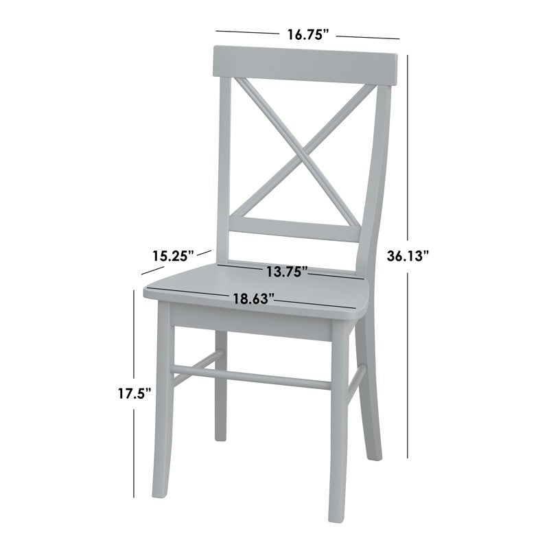 Rubberwood Cross Back Dining Side Chairs - Brown (Set of 2)