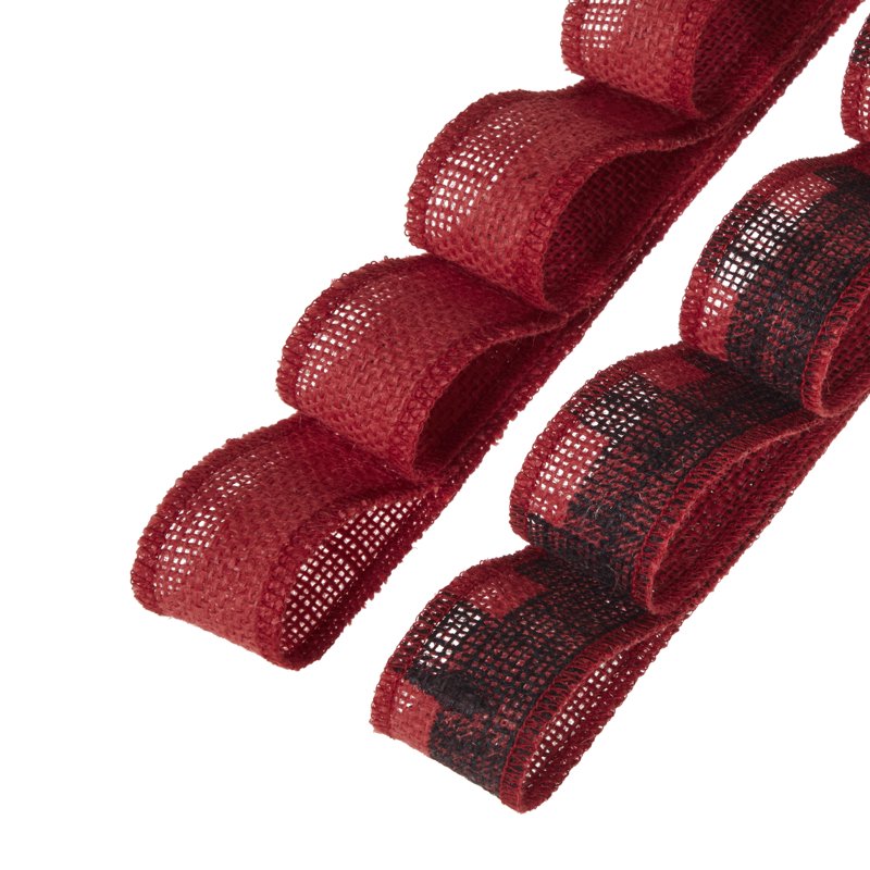 Love, Laugh, Craft Burlap Ribbon Set - 1.5 Inch Wide, 3 Yards, Red & Black Buffalo Check
