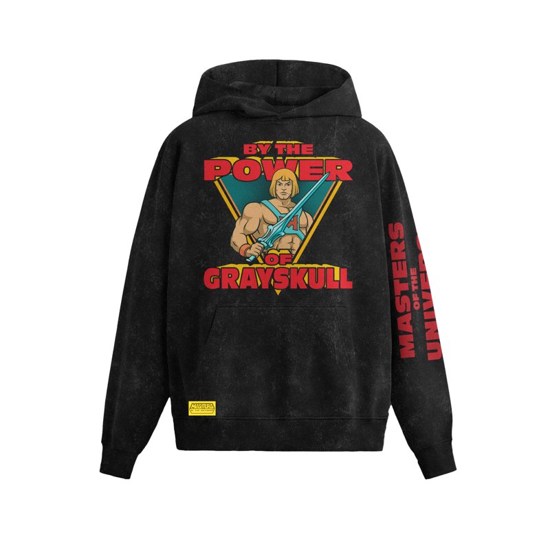 Black Mineral Wash Masters of the Universe Power of Grayskull Hoodie Men’s Size S