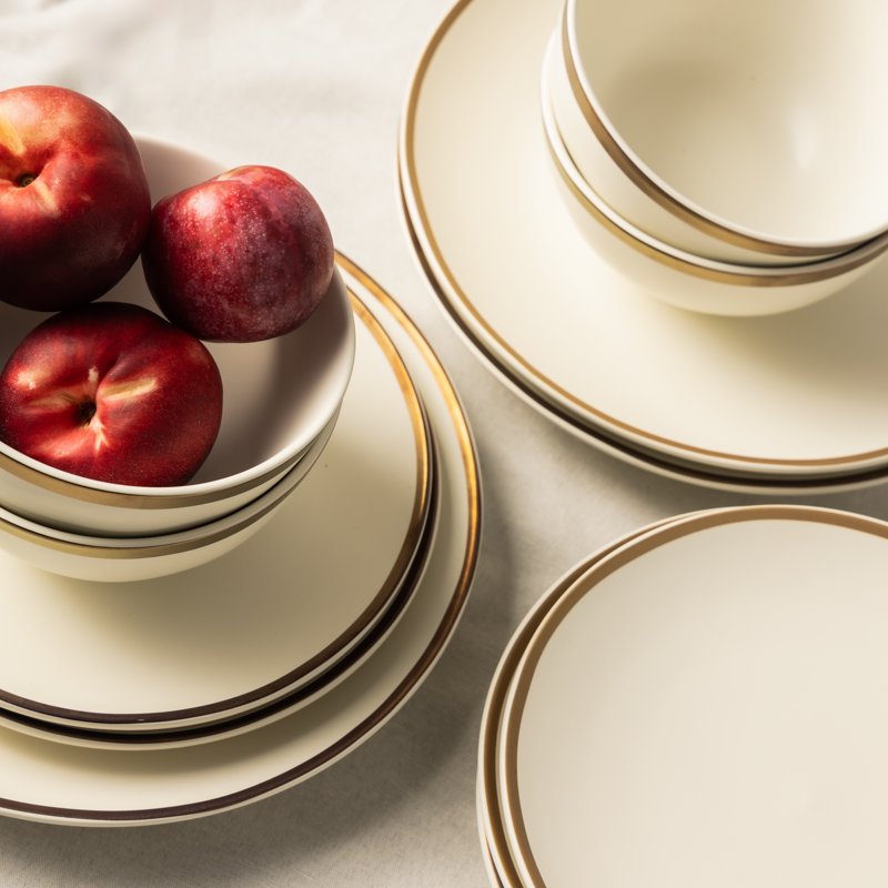 Everest 12-Piece Ceramic Dinnerware Set - Off-White