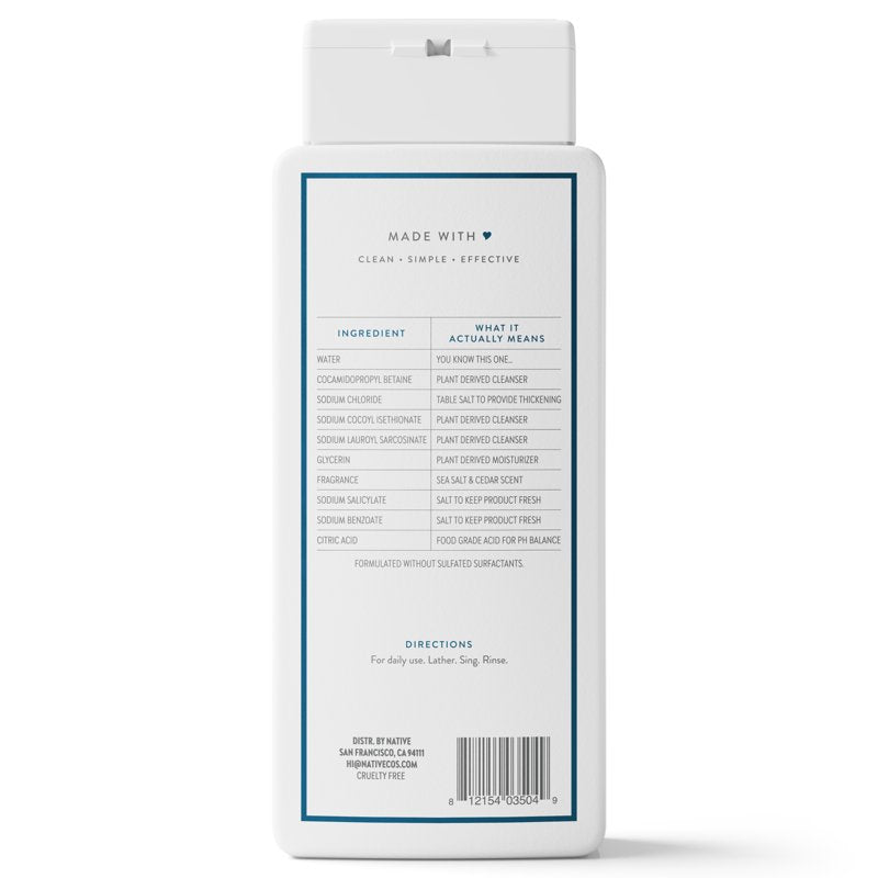Sulfate-Free Sea Salt & Cedar Body Wash for Men and Women - 18 fl oz