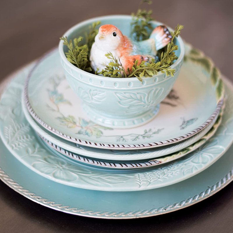 English Garden Stoneware Bowl Set - 20 oz, Mint Green, 4 Count
