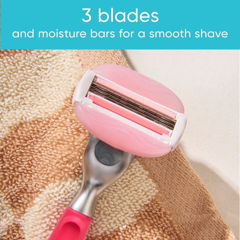 3-Blade Women's Razor Refills with Moisturizing Gel Bars, 4 Count