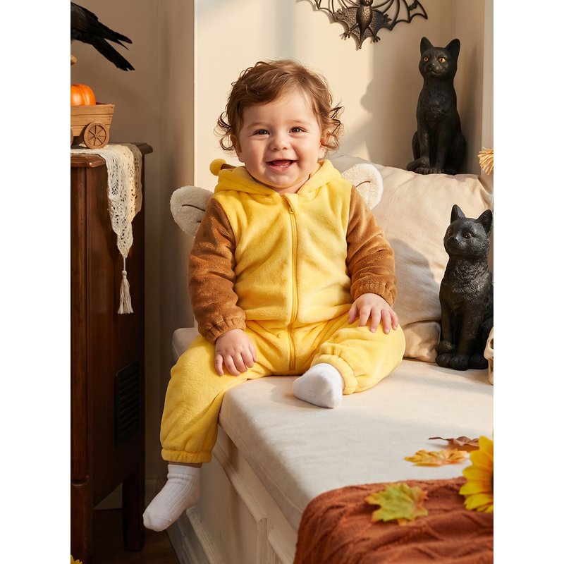 Toddler Baby Halloween Bee Costume Romper - Infant Fall Winter Jumpsuit, Size 6-12 Months