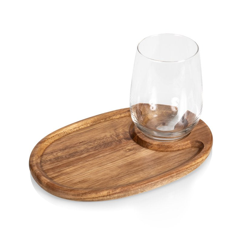 Wine Appetizer Plates Set of 4 - Acacia Wood Trays