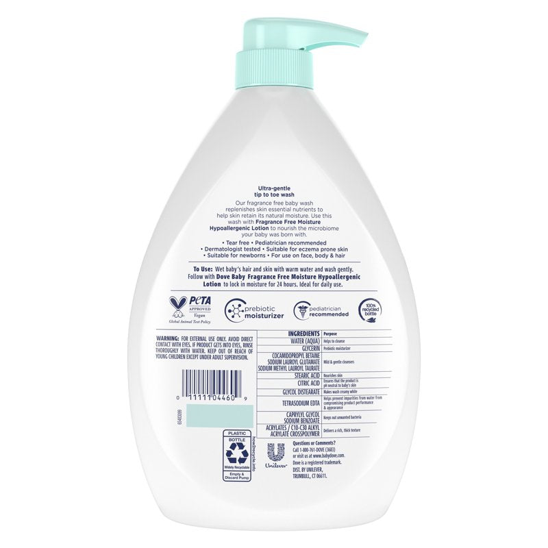 Baby Wash for Sensitive Skin - Fragrance-Free & Hypoallergenic, 34 fl oz