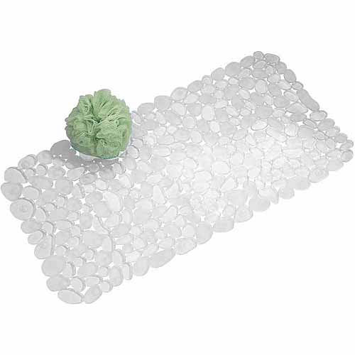 Clear Bath Mat with Pebblz Design - Non-Slip Plastic Bathroom Rug